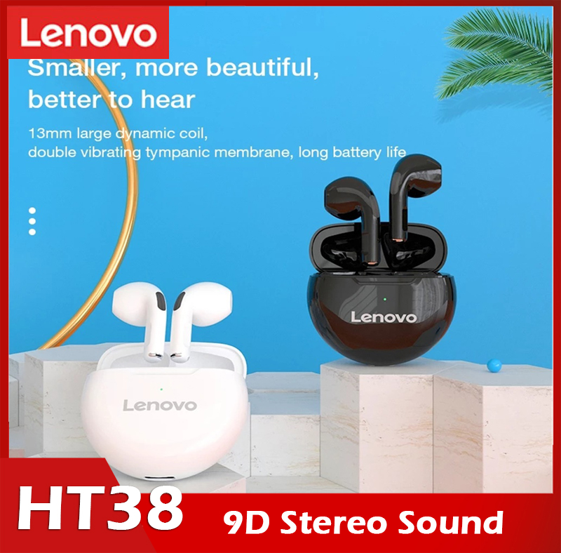 Tai Nghe Bluetooth 5.0 Không Dây Lenovo HT38, Tai Nghe Chơi Game Độ Trễ Thấp Điều Khiển Cảm Ứng Âm Thanh Nổi TWS 9D Chống Nước Có Mic
