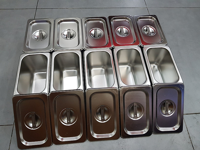 [HCM][Lấy mã giảm thêm 30%]Khay Inox Đựng Thạch Đựng Topping Thực Phẩm GN 1/9 Cao 100mm (Có Nắp)