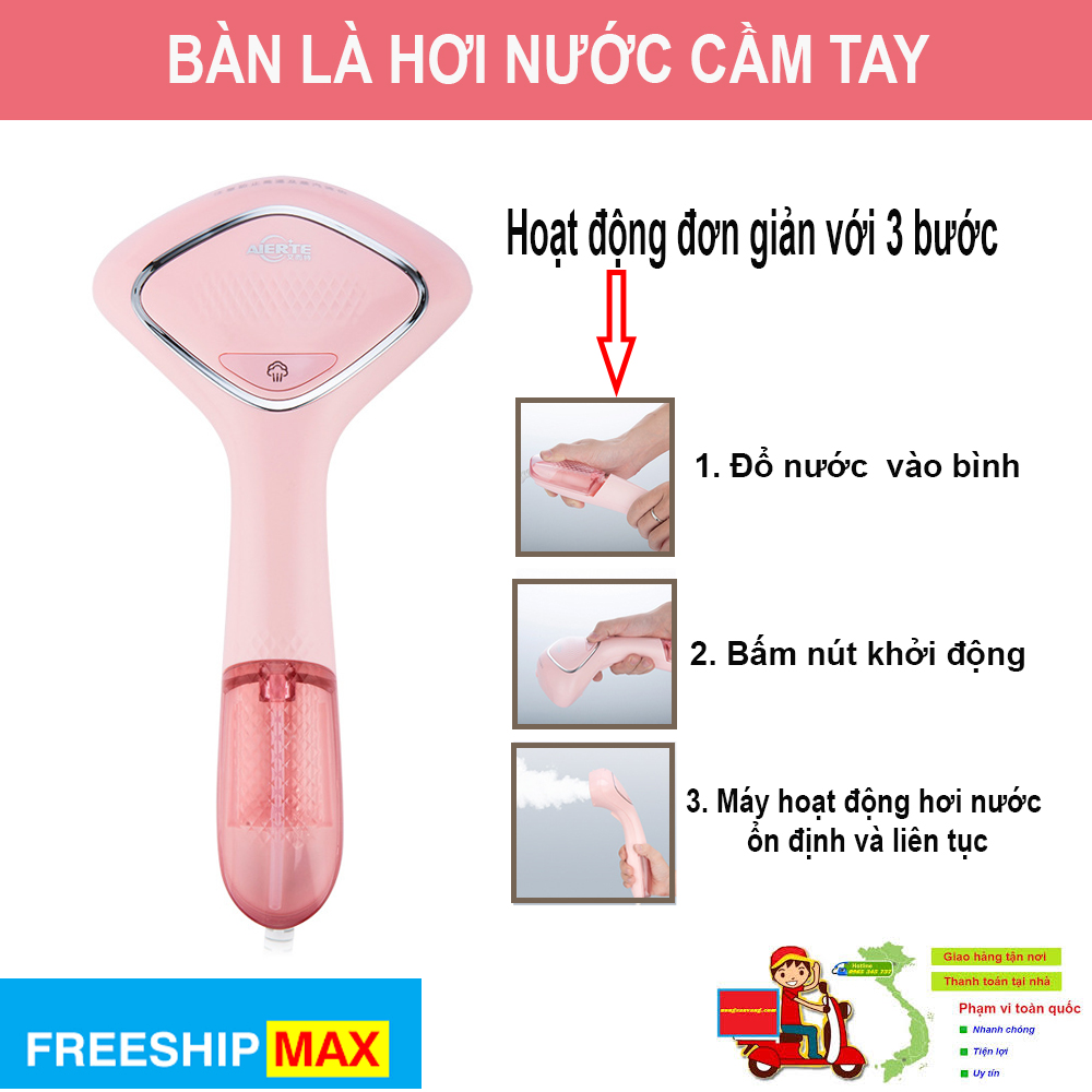 Bàn Ủi Hơi Nước Cầm Tay, Bàn Là Hơi Nước Cầm Tay Mini, Bàn Là Hơi Nước. Bàn là công suất 1000W, hơi nước mạnh và đều, dễ dàng ủi phẳng mọi chất liệu vải, có thể ủi phẳng quần áo ngay cả khi đang treo.