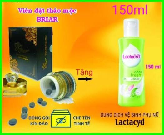 Combo Viên đặt thảo mộc Briar se khít cô bé dễ dàng sử dụng tặng dung dịch vệ sinh Lactacyd Ngày dài tươi mát 150ml