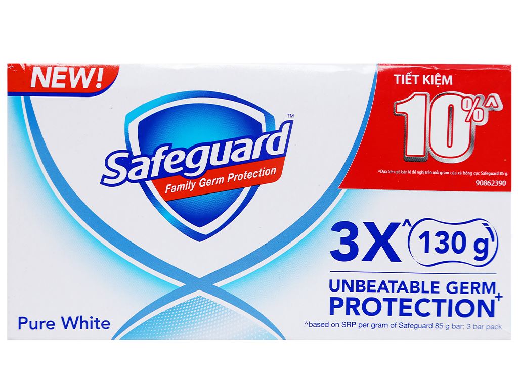 Set 6 xà bông cục - cục xà phòng Safeguard Pure White diệt khuẩn 125g/cục