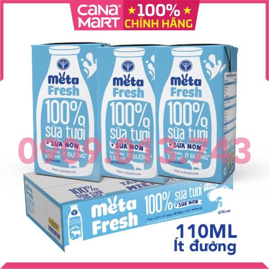 Thùng sữa tươi Nutricare Meta Fresh Ít Đường sữa non tăng cường miễn dịch (110ml)