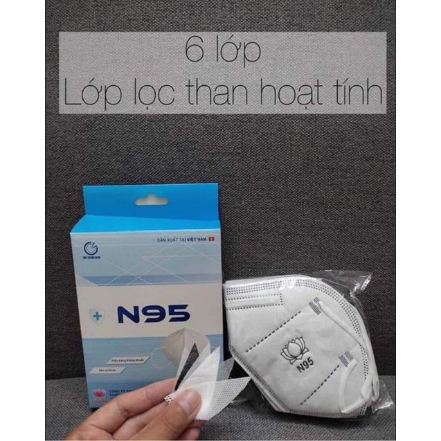 Combo 5 hộp khẩu trang n95 cửu long màu trắng 6 lớp dày | 1 hộp / 10 cái