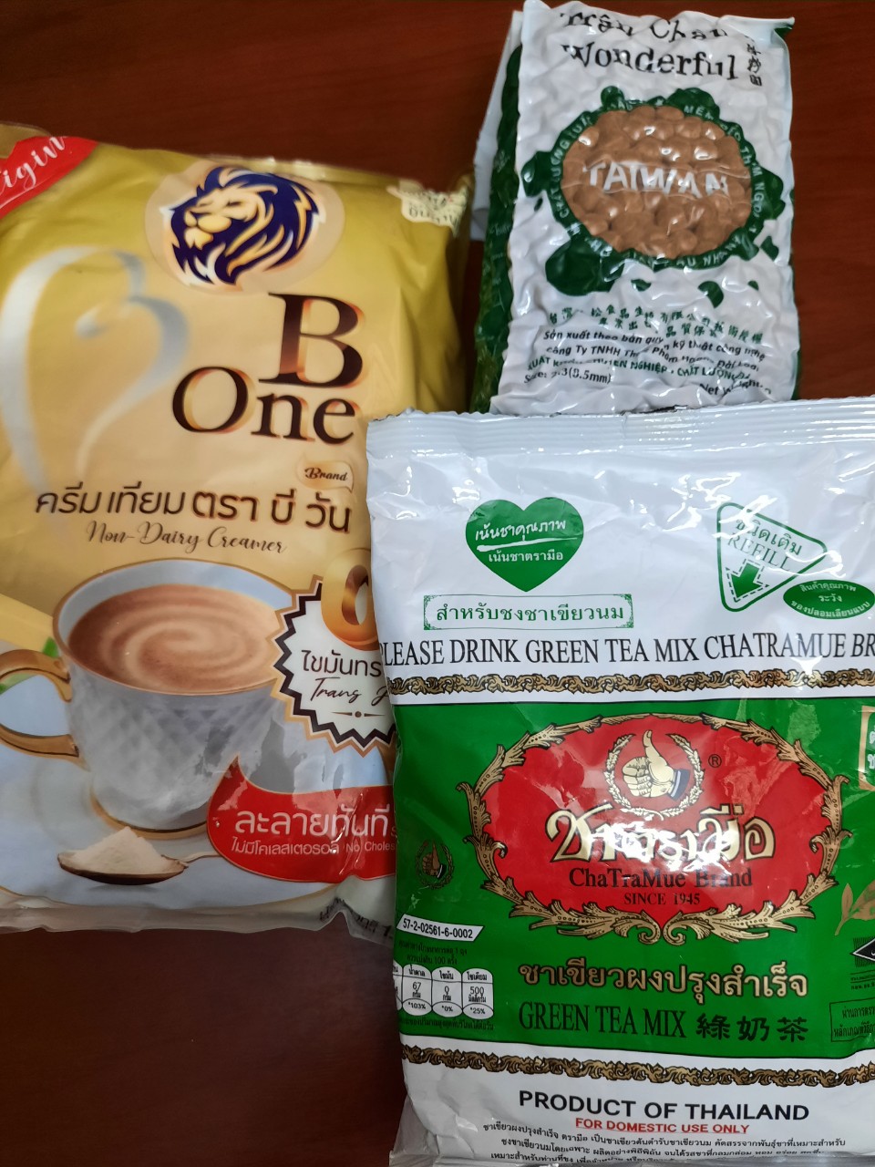 Combo Trà sữa thái,gồm 1kg Trân châu đường đen,1kg Sữa bột béo B one,200gr trà thái Xanh