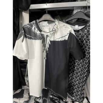 Áo phông Burmon cánh chim đen phối trắng form rộng đẹp-