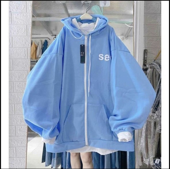 [HCM]áo khoác nữ form rộng đi học áo hoodie nữ có dây kéo form rộng