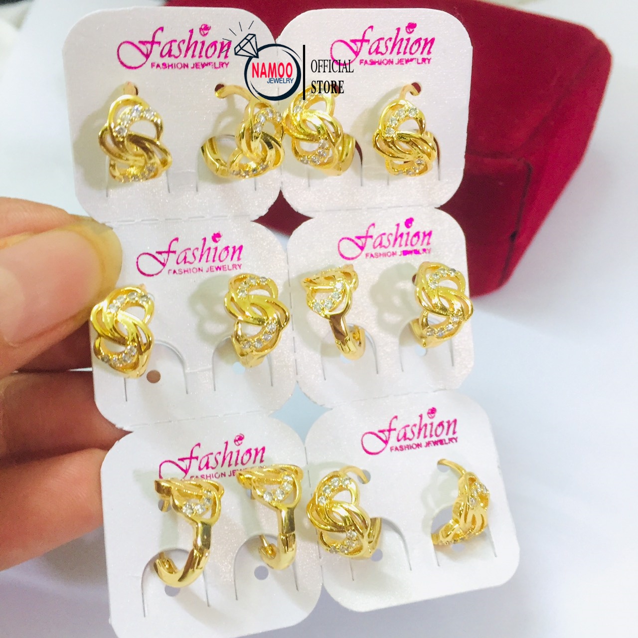 Bông tai mạ vàng, khuyên tai tròn sát tai t705 namoo jewelry