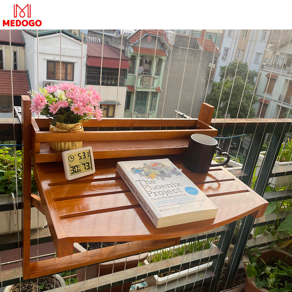 Bàn treo ban công bán nguyệt MEDOGO, bàn treo ban công gấp gọn