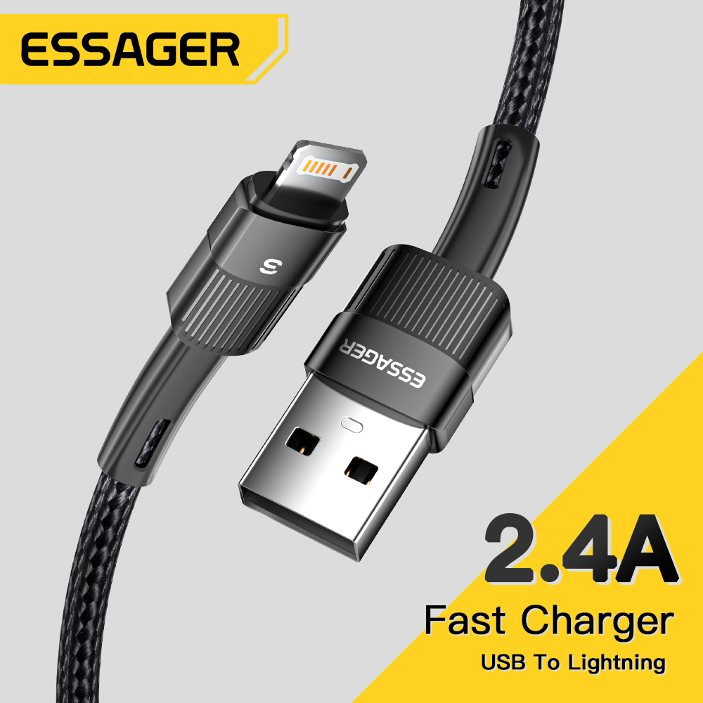 Essager Dây sạc 2.4A USB cho iPhone 13 Pro Max 12 XS XR Cáp sạc nhanh cho iPhone 8 7 SE USB Cáp chuy