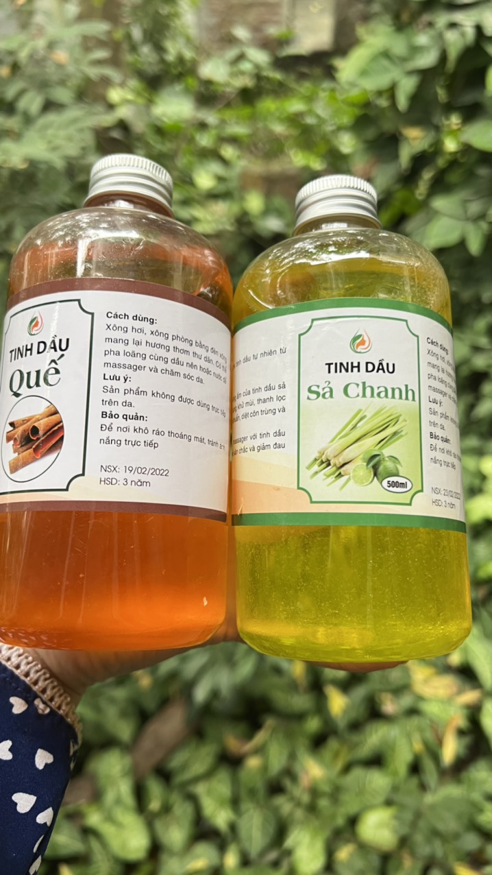 COMBO 500ML TINH DẦU XẢ CHANH VÀ 500ML QUẾ NGUYÊN CHẤT CHỐNG CÔN TRÙNG