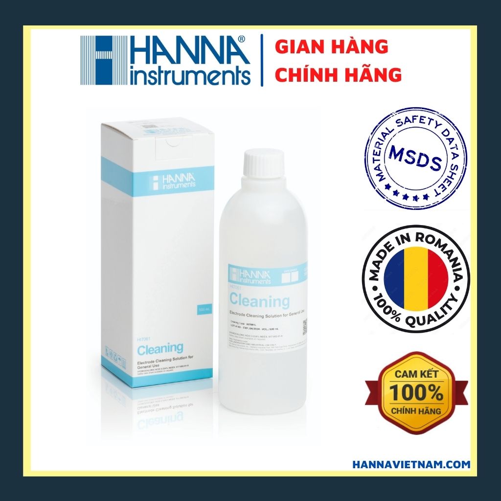 Dung dịch khuấy rửa điện cực hanna chai 500ml , hanna hi7061l có thể dùng cho bất kỳ máy đo phòng thí nghiệm nào