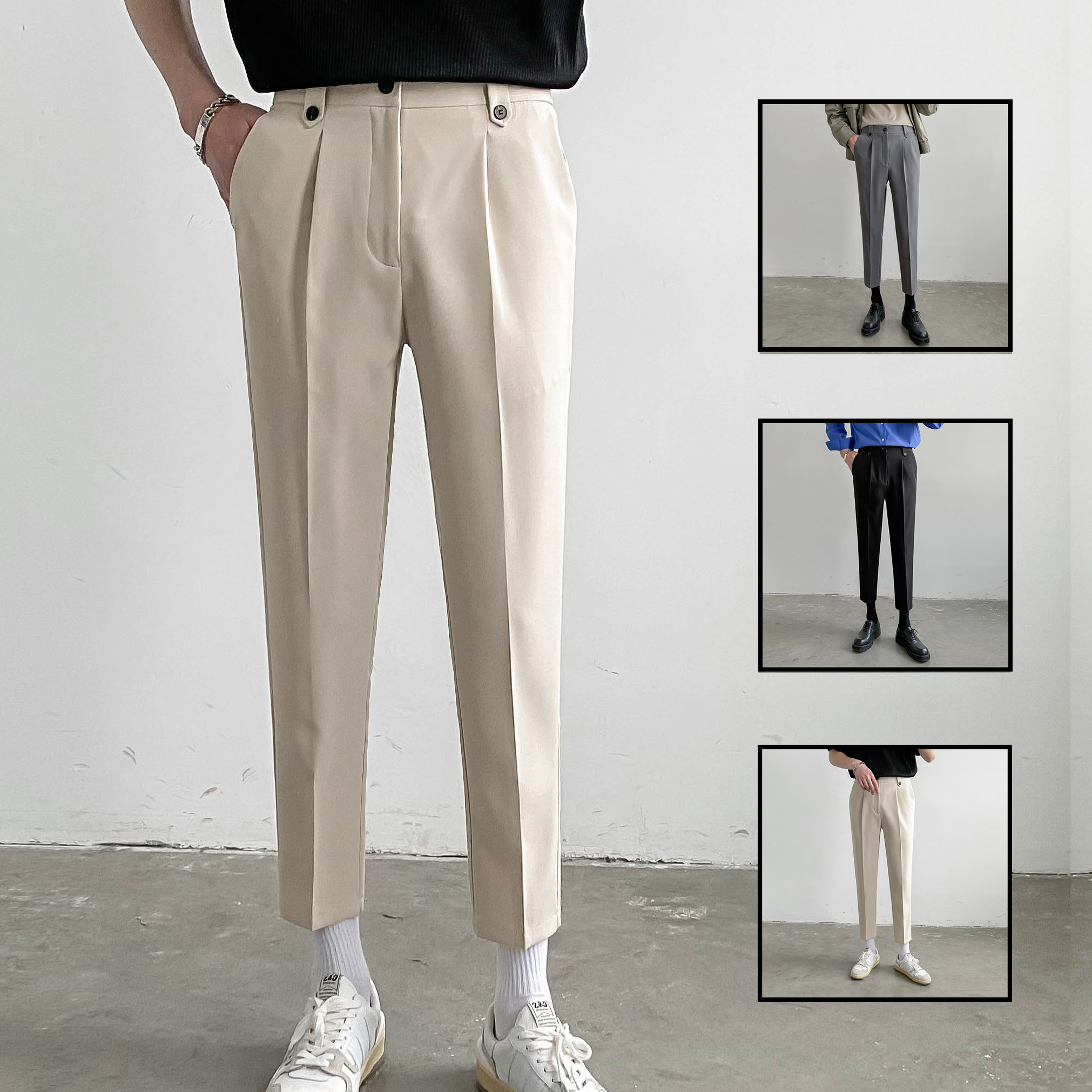 [MẪU MỚI] Quần Âu Baggy Nam Ống Đứng Trơn Màu Phối Cạp Đính Cúc Thời Trang Yodi QUAN NAM 118V2