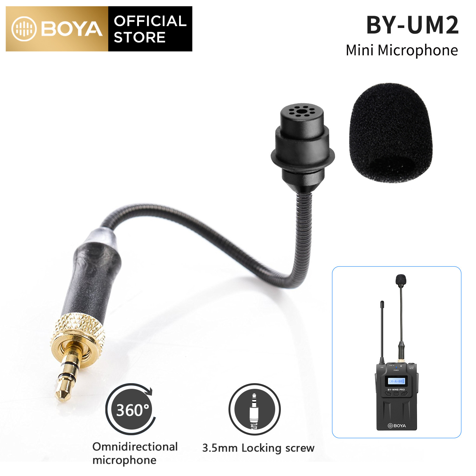 Boya by-3.5 mm trs cổ ngỗng đa hướng microphone không dây đối với micro dây chuyền hệ thống boya by-by-wm4 by-wm2g by-wm8 saramonic uwmic9 hệ thống