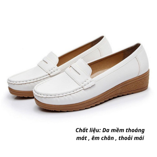 Giày Lười Nữ, Giày Mọi Nữ Thời Trang Chất Da Cao Cấp Đế Cao Su Êm Chân Thoáng Khí Chống Trơn Trượt