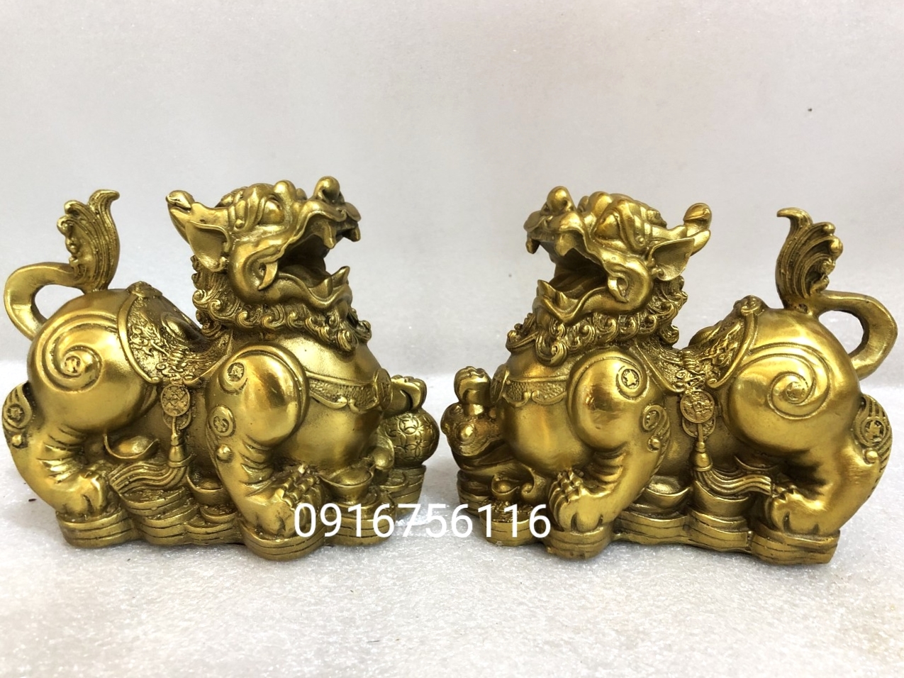 Cặp tỳ hưu như ý bằng đồng, cặp Tỳ Hưu phong thủy Tài Lộc Thần Tài