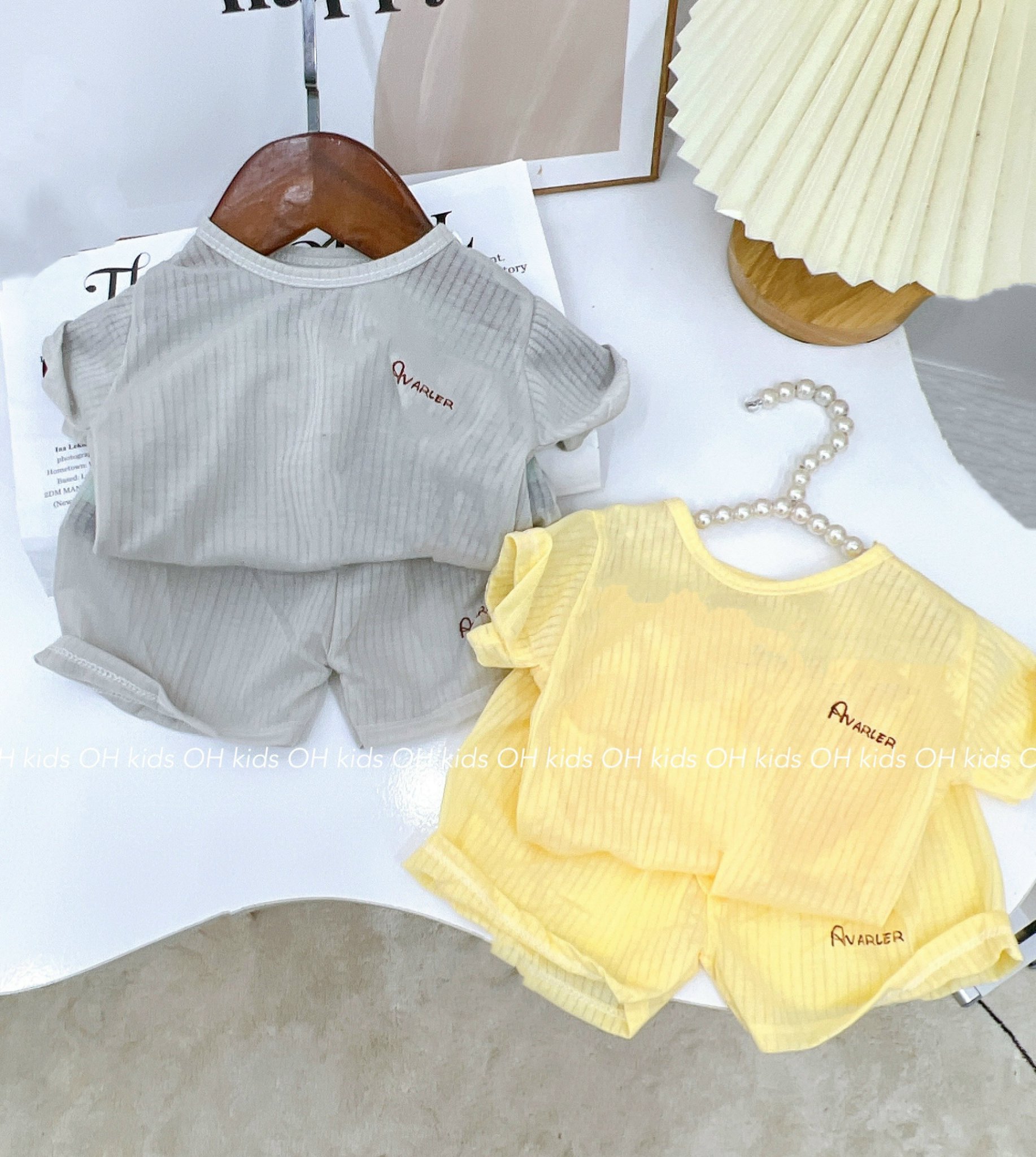 Combo 5 bộ cộc tay cotton giấy hàng đẹp AVALER cho bé trai bé gái