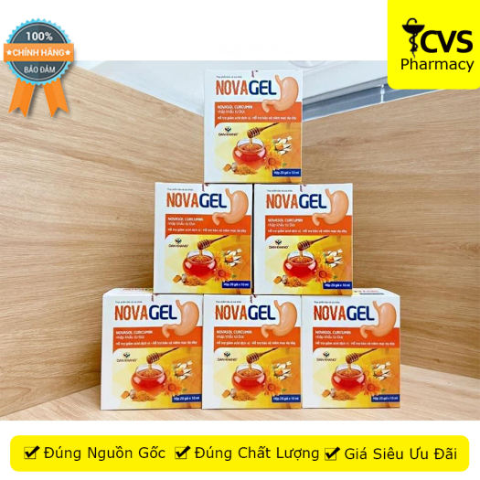 Novagel / Nova gel cvspharmacy Hộp 20 gói Hỗ trợ giảm đau dạ dày bảo vệ niêm mạc dạ dày