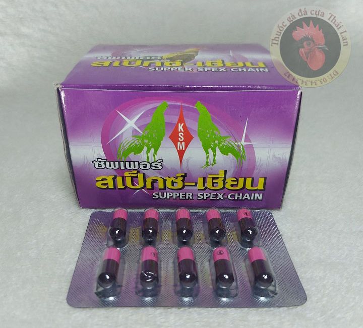 HCM - Super spex chain - Thuốc gà đá kí.ch thích mọc lông - nhanh ra lông - dành cho gà đá - 1 vĩ / 10 viên