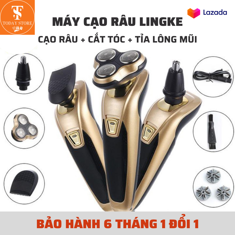 Máy Cạo Râu LINGKE, máy cạo râu cao cấp chính hãng 3 chức năng, cạo râu, cắt tóc, tỉa lông mũi, cạo râu siêu sạch, bảo hành 6 tháng 1 đổi 1, tặng kèm 1 bộ lưỡi dao dự phòng