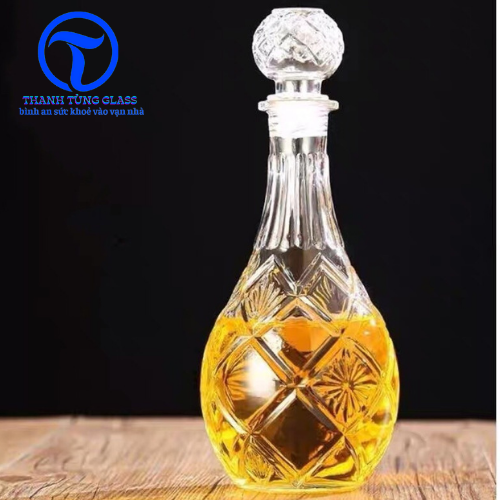 Chai thủy tinh đựng rươu tròn chéo cao cấp 750ml
