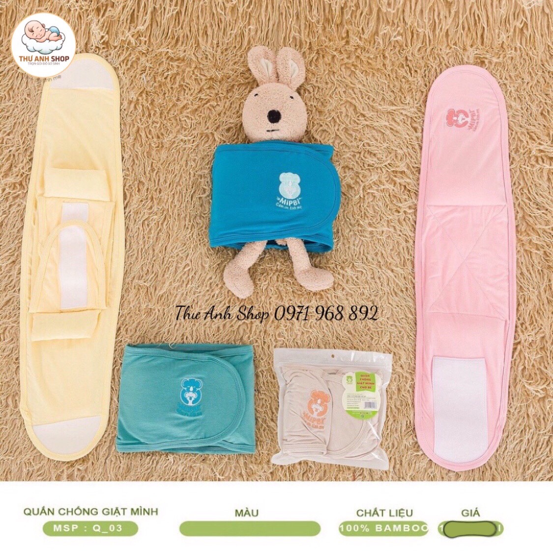 Quấn tay Mipbi sợi tre chống giật mình cho bé