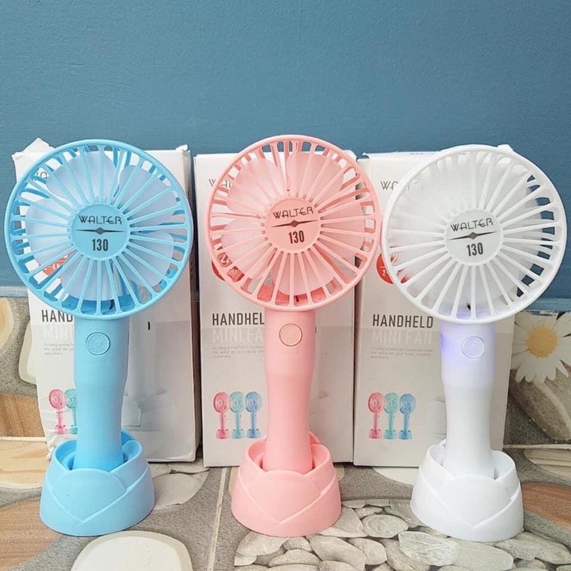 Quạt mini cầm tay tích điện 3 chế độ gió | tặng kèm pin, dây cáp sạc và chân đế