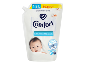 Nước xả mềm vải cho da nhạy cảm comfort dịu nhẹ cho quần áo em bé túi 1.8 lít