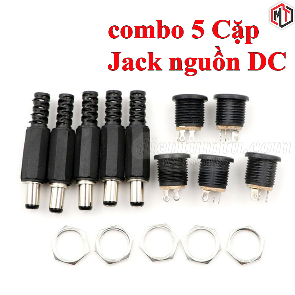 Combo 5/10 cặp Đầu Cắm - Nối Nguồn DC - Jack Đực và Jack Cái DC-022 5.5x2.1 5.5x2.5