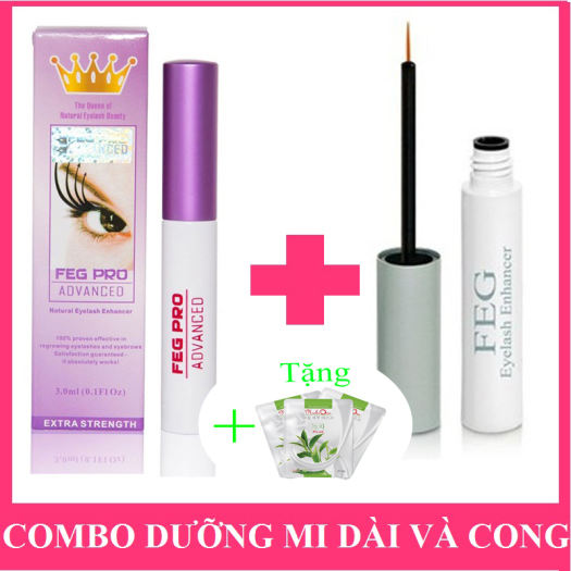 Bộ đôi serum dưỡng mi FEG Eyelash Enhancer (màu xanh) + FEG Pro Advanced (màu hồng) dưỡng lông mi dài và cong chiết xuất từ 100% thành phần tự nhiên 3ml