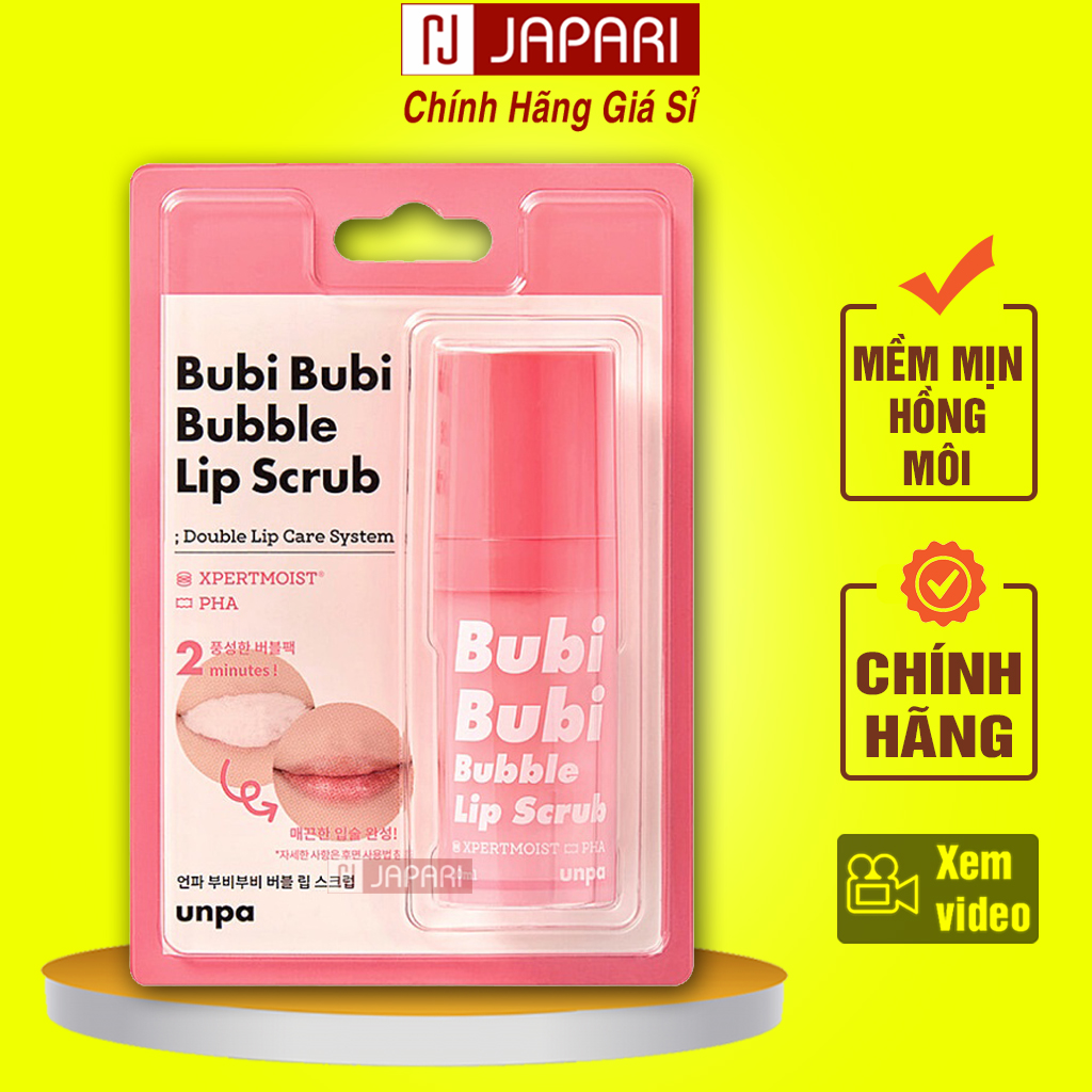Tẩy Tế Bào Chết Môi Sủi Bọt Bubi Bubi Lip CHÍNH HÃNG - Tẩy Da Chết Môi Bubi Lip Hồng Môi Cải Thiện Thâm Môi Mềm Mịn Môi - Mỹ Phẩm Giá Rẻ JAPARI