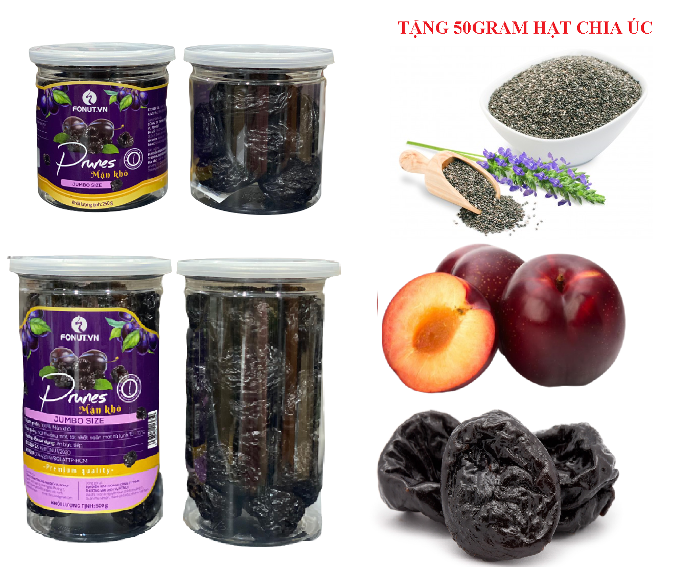 Mận sấy dẻo chile cao cấp 500gram th fonut - mận chile sấy - mận dẻo nhập khẩu chile