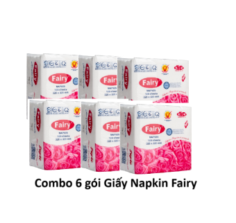 Combo 6 gói Khăn giấy ăn Napkin Fairy 32cm siêu dai thấm hút