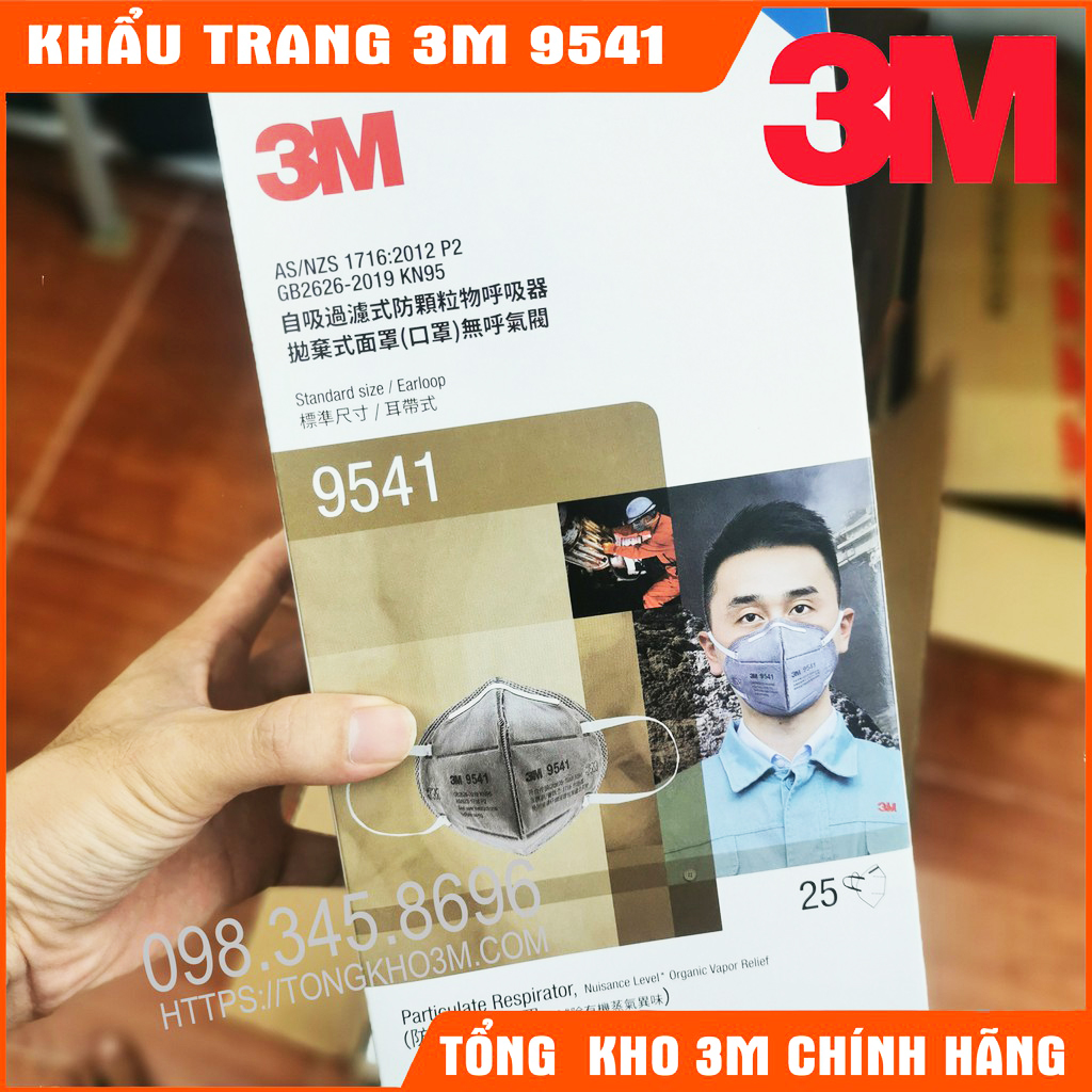 1 hộp khẩu trang 3m n95 9541 chống dịch, chống bụi siêu mịn, chống vi khuẩn