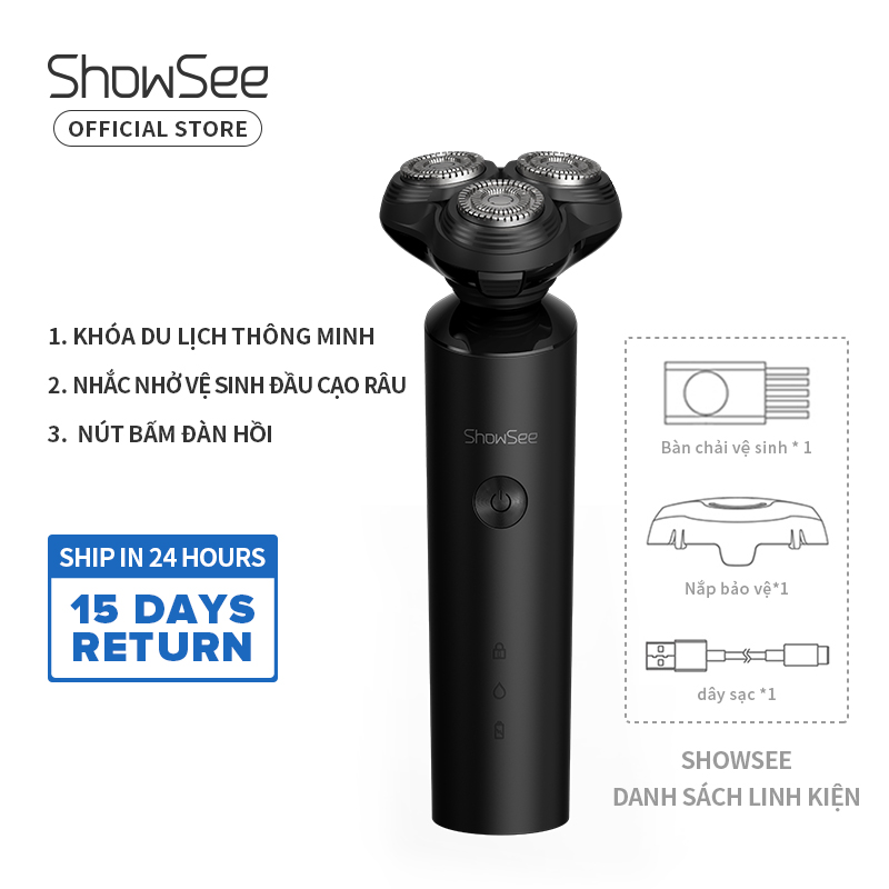 ShowSee máy cạo râu nam 3 trong 1 đa chức năng kháng nước máy cạo râu du lịch nam cổng usb lưỡi dao xoay F1-BK