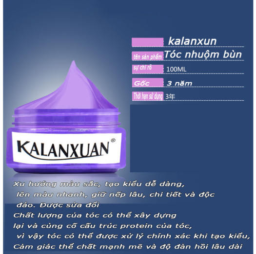 Sáp vuốt nhuộm tóc tạm thời KALANXUAN hàng chính hãng FREESHIP TOÀN QUỐC lên màu nhanh, giữ màu tốt ( xám khói, trắng kim, xanh dương, đỏ, tím, vàng) (KHUYẾN MÃI 3 NGÀY)