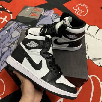 Giày Jordan cổ cao⚡️FREE SHIP⚡️Giày thể thao Jordan panda đen trắng cổ cao nam nữ full box bill