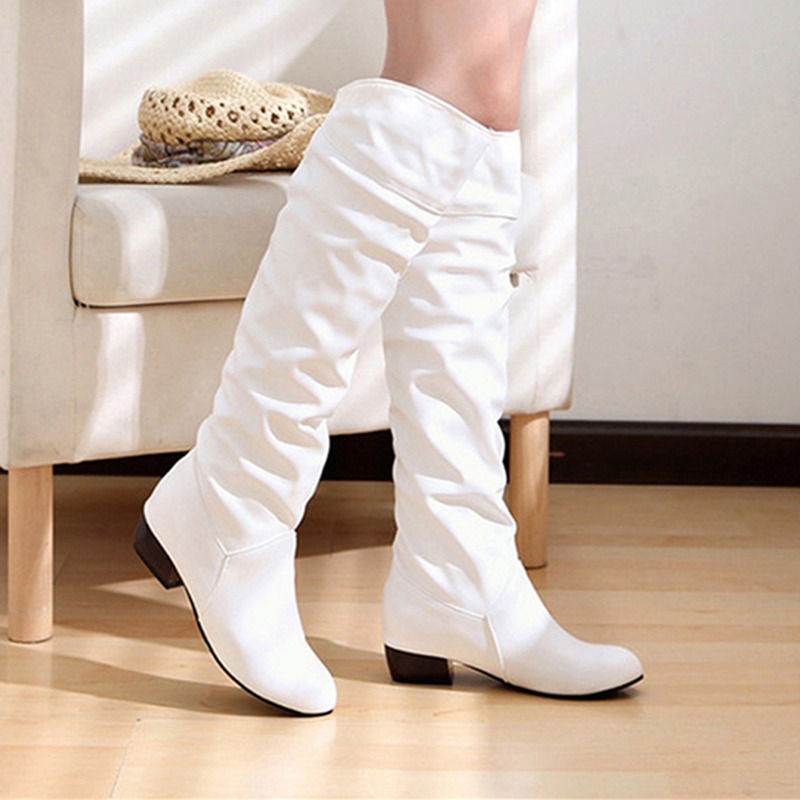 Knee boots flat heel best sale