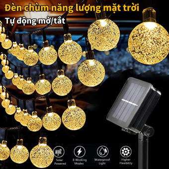 Dây đèn led trang trí năng lượng mặt trời quả cầu bi bọt chống nước 20-50-100 bóng led