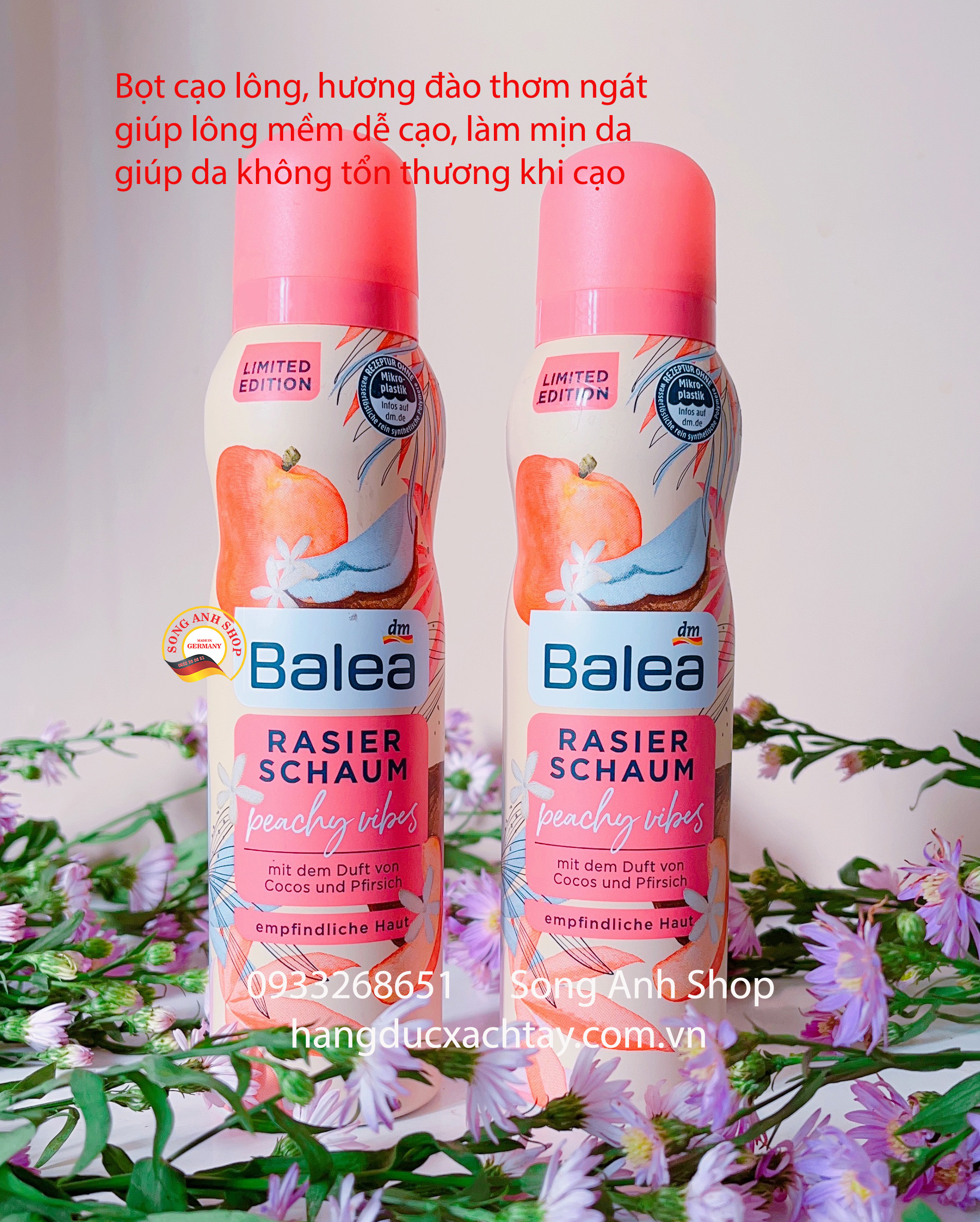 Bọt cạo lông Balea Rasierschaum Peachy Vibes hương đào phiên bản giới hạn