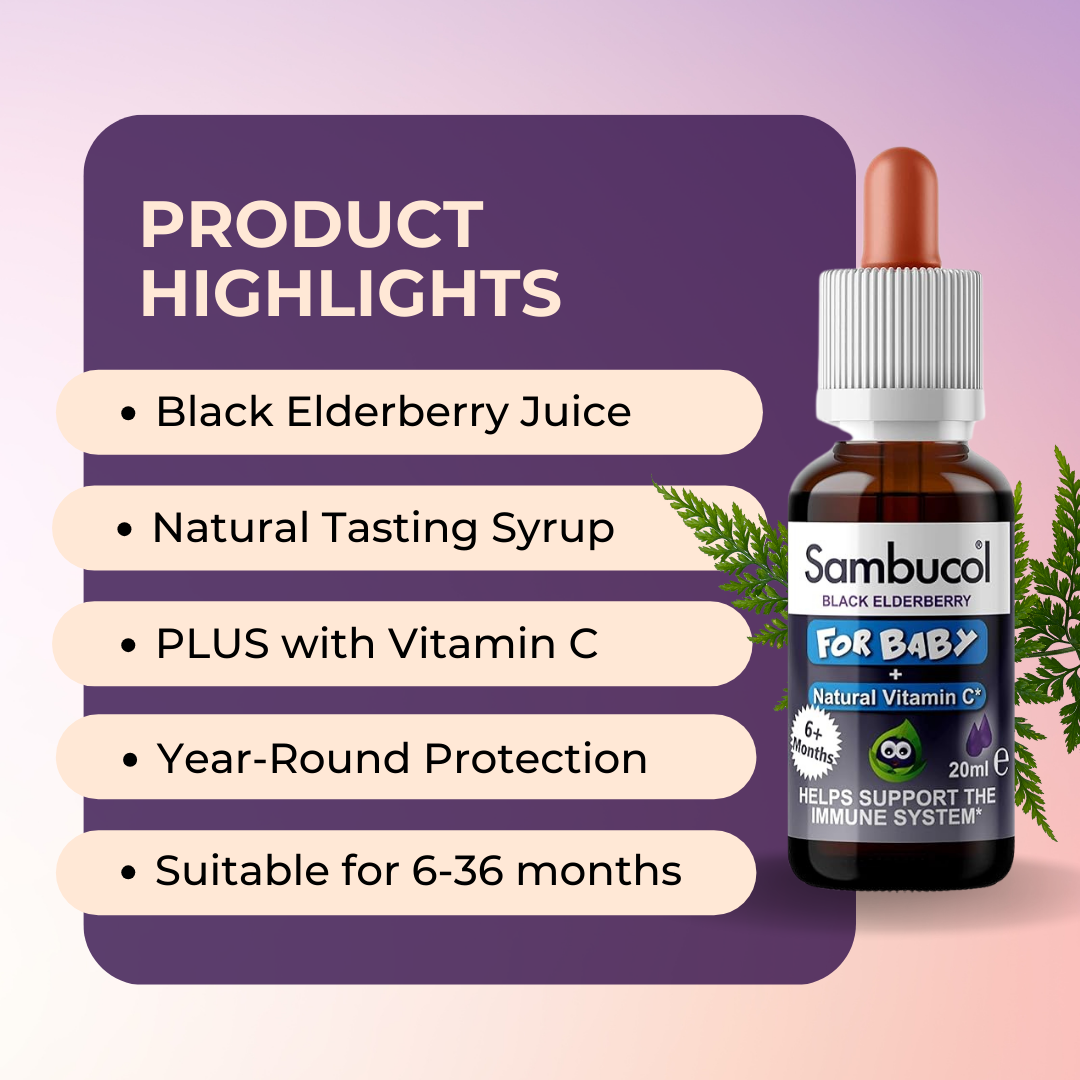 Sambucol Baby Drops, Strengthen Immune System, No Artificial Colours, 20ml, Product Highlights