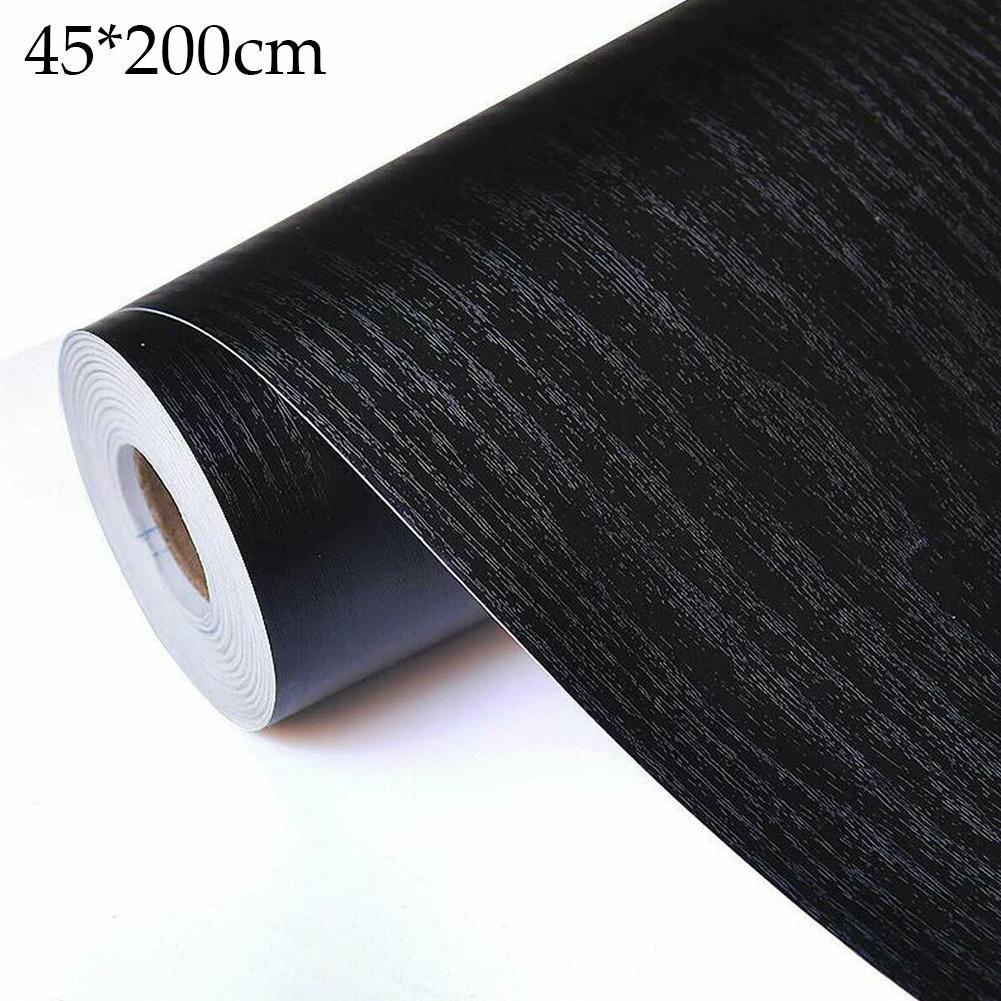 Giấy dán tường giả gỗ, decal giả vân gỗ màu đen