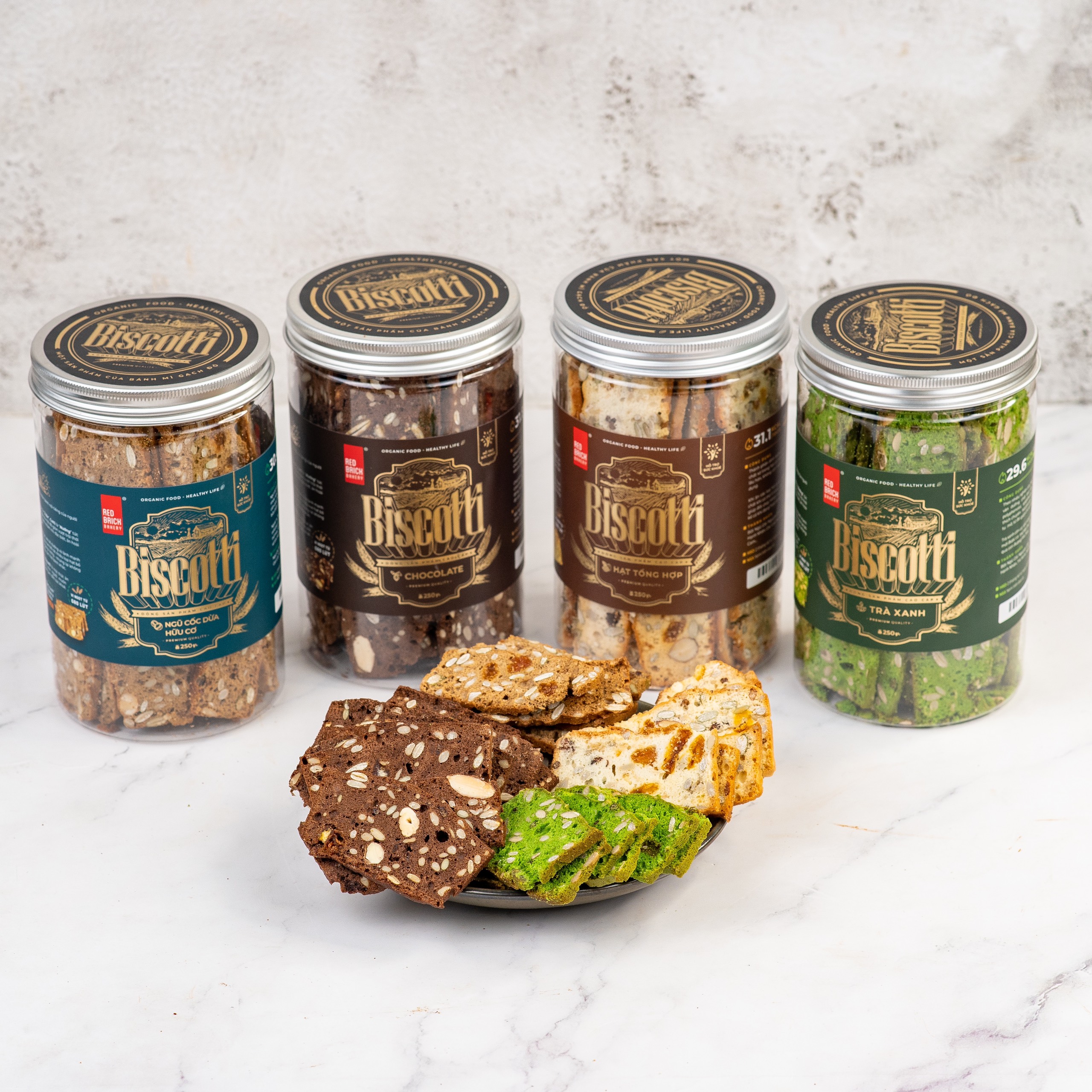 Bánh Biscotti Siêu Hạt 250g Bộ 4 Vị Không Đường Ngọt Và Mật Ong Chuẩn Ăn Kiêng Organic Vị Giòn Tan