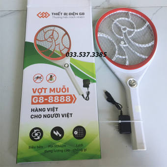 Vợt bắt muỗi điện quang, cây vợt muỗi G8 - 8888 tích hợp đèn led và pin siêu bền