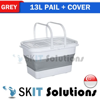 5L 10L 13L 15L Round Waterproof Foldable Pail with Cover or Without Cover, Collapsible Retractable Outdoor Water Pail Bucket Barrel TUB for Car Washing Fishing Toilet Cleaning, Portable Large Plastic Foot Leg Spa Bath Soak, Wash Bin Washtub Picnic Basket (14)