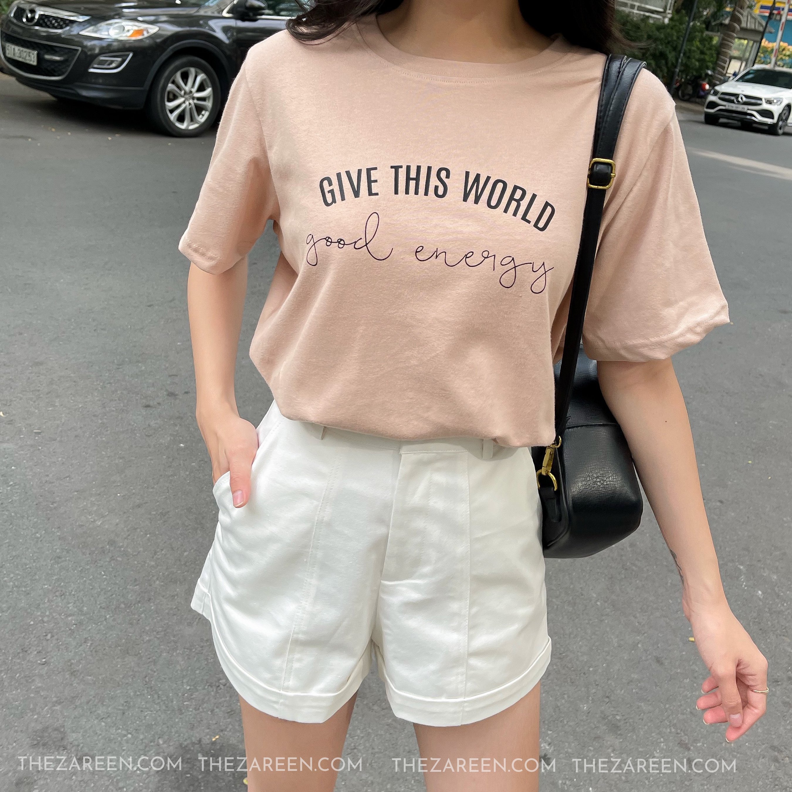 Zareen | quần short kaki xăn lai sho32 trắng