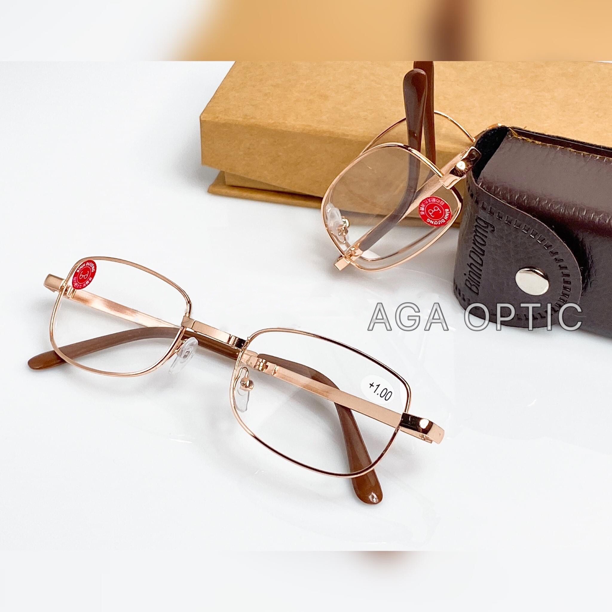 Kính lão đọc sách gọng gập cho nam nữ, tặng kèm bao da và khăn lau kính