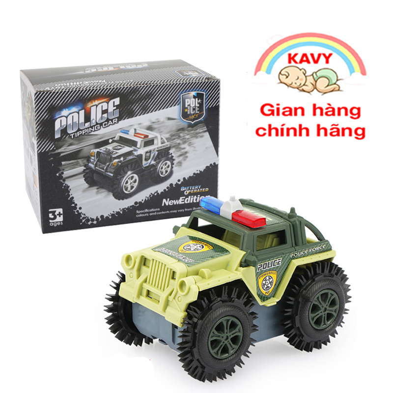 Xe ô tô đồ chơi chạy pin,xe cảnh sát cho bé, chạy bằng pin tiểu (màu xám bánh đen-chưa kèm pin) nhựa ABS an toàn