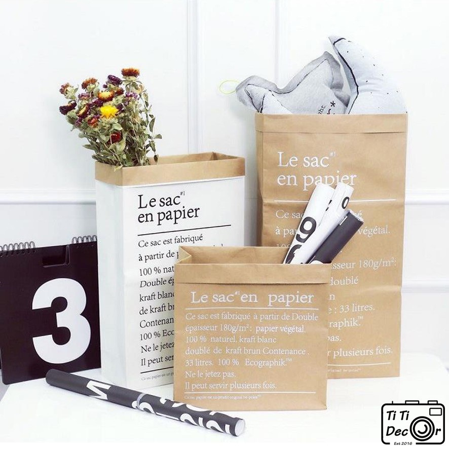 Túi giấy kraft TRANG TRÍ NHỎ XINH decor cắm hoa, trang trí cửa hàng, nhà cửa chụp ảnh lookbook