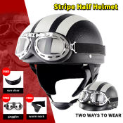 PMShop Retro Harley Half Helmet with Visor and Goggles