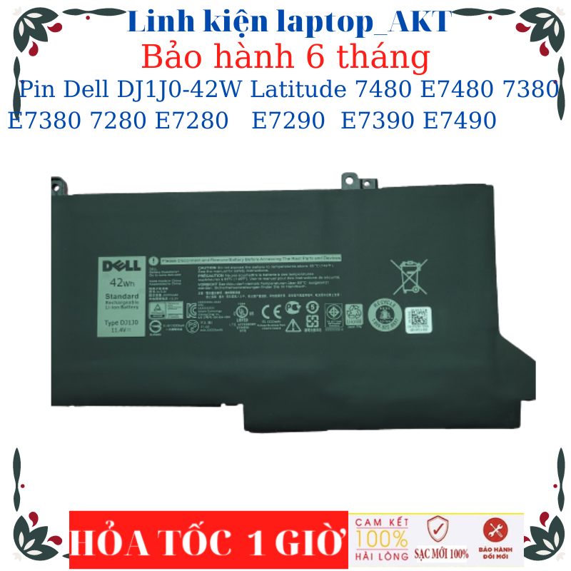 Pin laptop dell dj1j0-42w dell latitude 7480 e7480 7380 e7380 7280 e7280 e7290 e7390 e7490